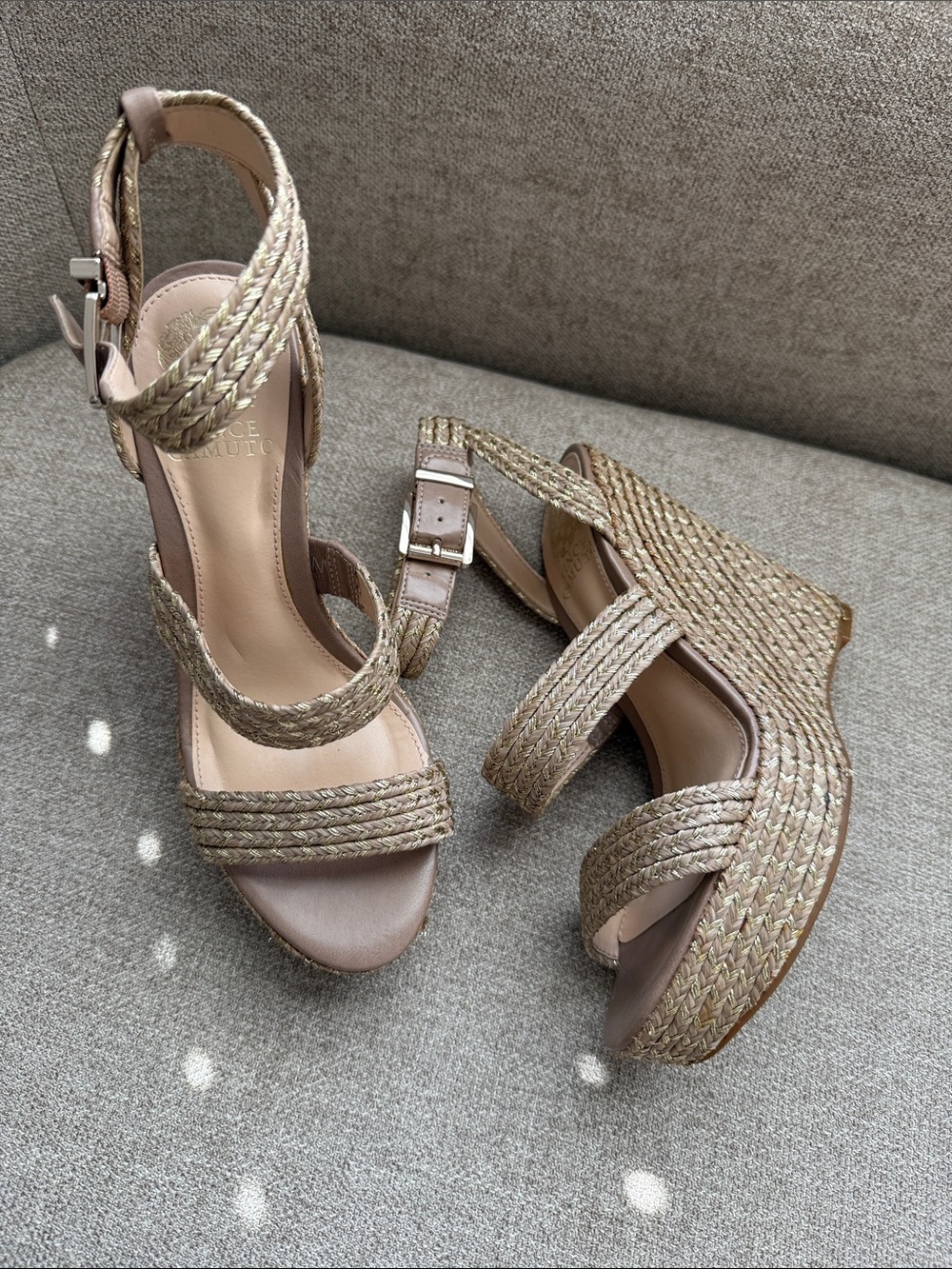 Vince Camuto Braided Espadrille Wedge Sandals in Taupe